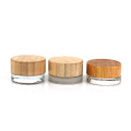 eco friendly 5g 10g 20g face eye cream glass cosmetic jar for skin care with wooden bamboo lid